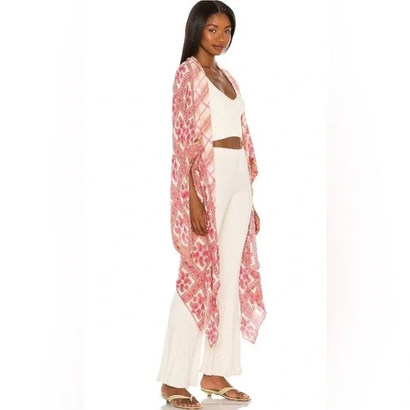 NWT Free People OS American Pie Patchwork Kimono In Ivory Combo New $78 Wrap - Picture 4 of 6